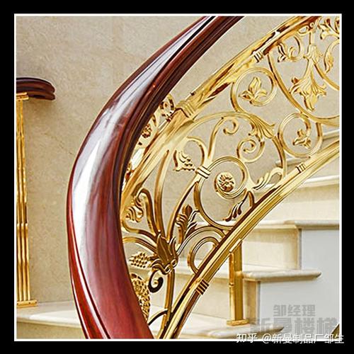 旋转黄铜围栏提升别墅铜楼梯精致的室内设计装饰